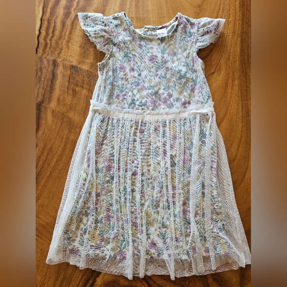 Hanna Andersson Dress Floral Sheer Ruffle Flowy Kids Dress 140cm Size US 10